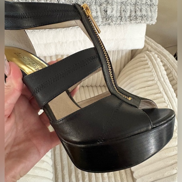 Michael Kors Black and Gold Zipper Heels - Picture 8 of 15
